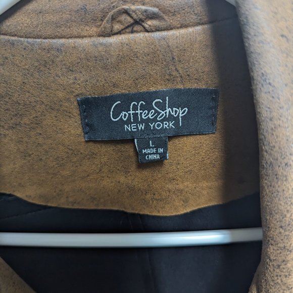 💖HP💖 Coffee Shop New Your Brown Sued Leather Jacket - Picture 2 of 8